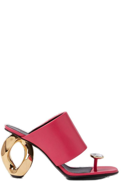 Shop Jw Anderson Chain Embellished Heeled Mules In Pink