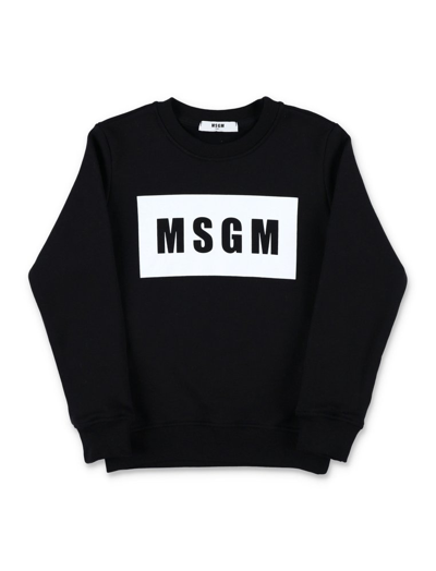 Shop Msgm Kids Logo Printed Crewneck Sweatshirt In Black