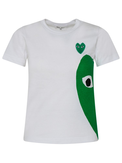 Shop Comme Des Garçons Play Heart Printed T In White