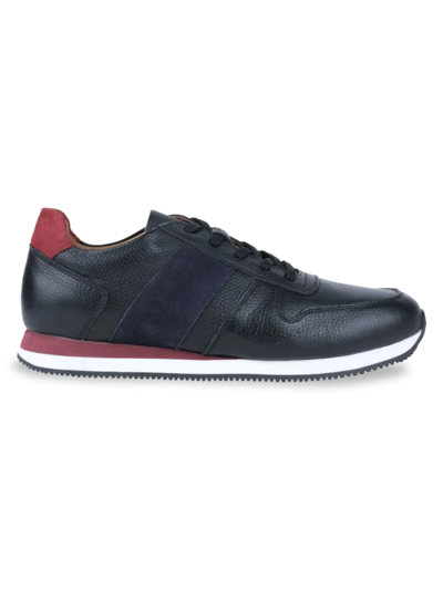 Shop Vellapais Men's Leather Low Top Sneakers In Navy