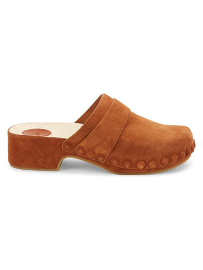 Shop Chloé Women's Joy Suede Clogs In Caramel