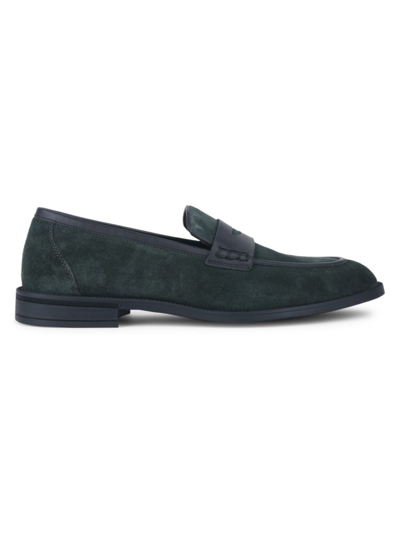 Shop Vellapais Men's Leather Loafers In Dark Green