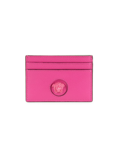 Shop Versace Women's Medusa Leather Card Case In Cherry