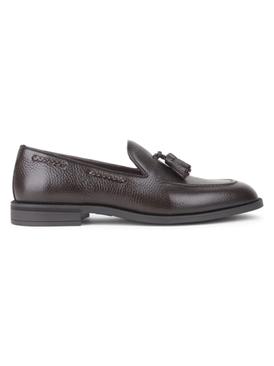 Shop Vellapais Men's Leather Tassle Loafers In Dark Brown