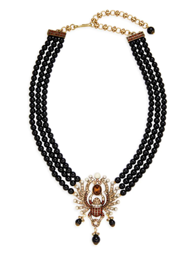 Shop Heidi Daus Women's Crystal Scarab Pendant Necklace In Metal