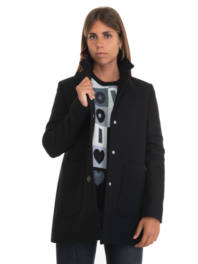 Shop Love Moschino Cloth Coat In Black
