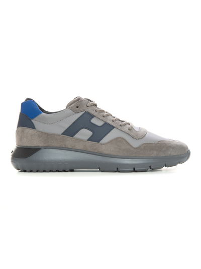Shop Hogan Interactive3 Cube Sneakers In Canvas And Leather In Grey