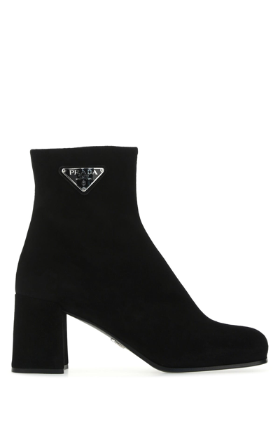 Shop Prada Black Suede Ankle Boots Black  Donna 35