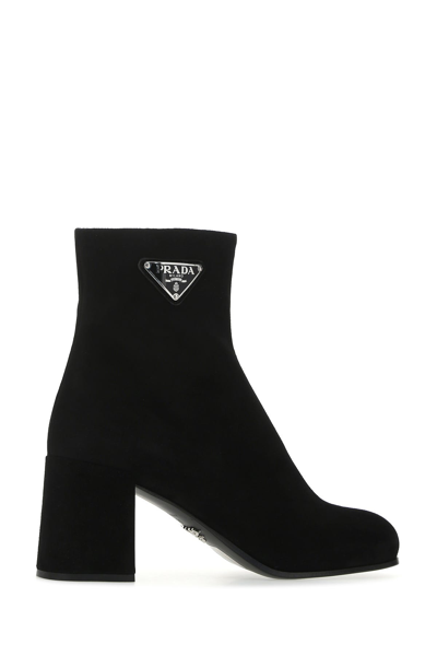 Shop Prada Black Suede Ankle Boots Black  Donna 35