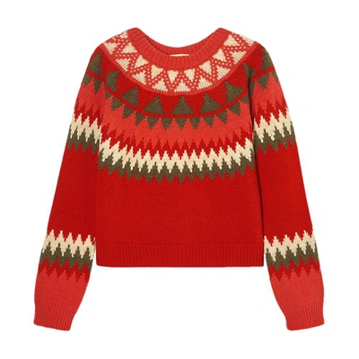 Shop Momoní Ghiaccio Jacquard Sweater In Red Multicolour