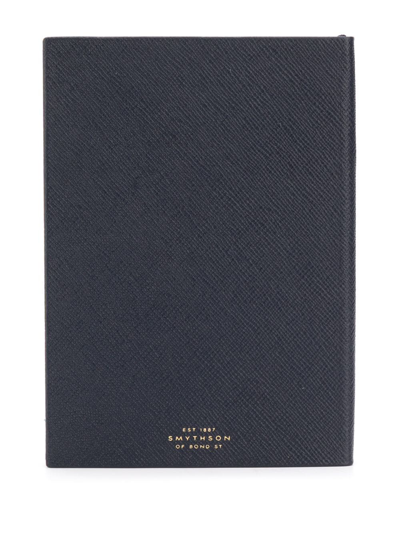Smythson Logo Embossed Notepad In Blue