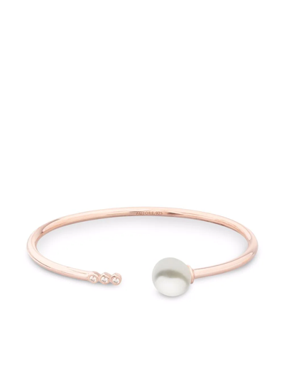 Shop Autore Moda Am Pearl And Diamond Bangle In Pink