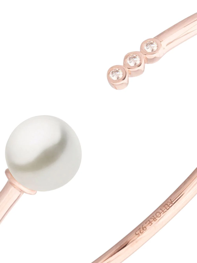 Shop Autore Moda Am Pearl And Diamond Bangle In Pink