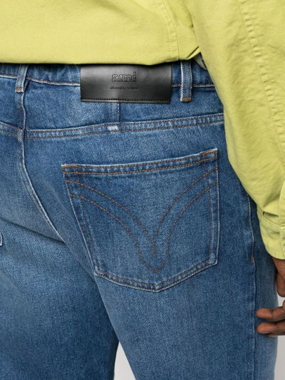 Shop Ami Alexandre Mattiussi Straight Fit Denim Jeans In Blue