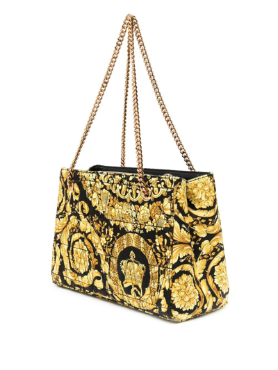Shop Versace Virtus Barocco Tote Bag In Yellow