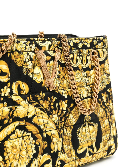 Shop Versace Virtus Barocco Tote Bag In Yellow