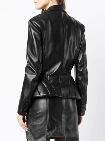 Shop Natasha Zinko Padded Cone-bust Leather Jacket In Black