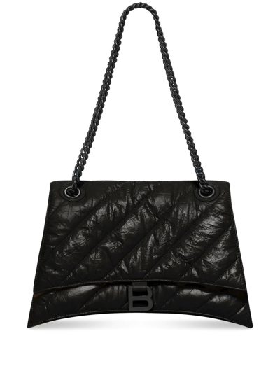 Shop Balenciaga Medium Crush Chain-strap Shoulder Bag In Black