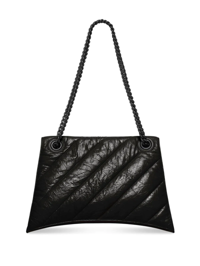 Shop Balenciaga Medium Crush Chain-strap Shoulder Bag In Black