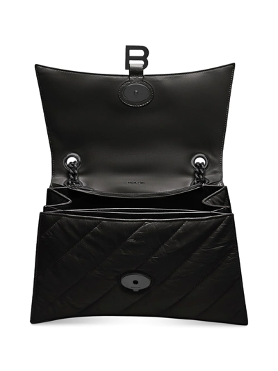Balenciaga Medium Crush Chain Strap Quilted Leather Shoulder Bag In Black