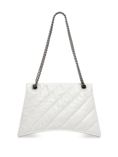 Shop Balenciaga Small Crush Chain-strap Shoulder Bag In White