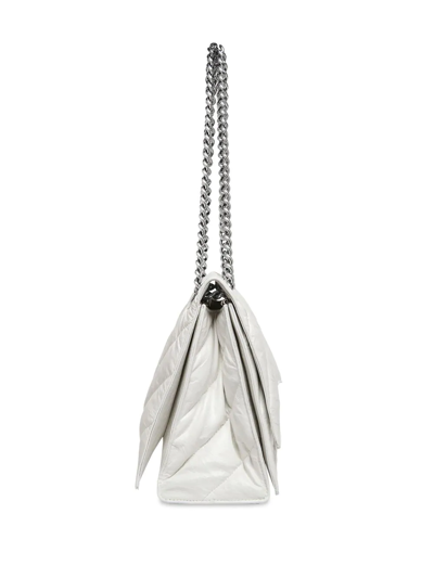 Shop Balenciaga Small Crush Chain-strap Shoulder Bag In White