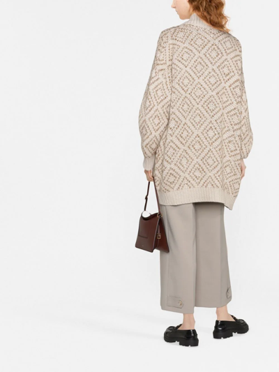 Brunello Cucinelli Crochet Knit Open Cardigan In Nude