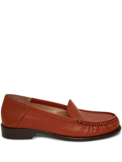Shop Mansur Gavriel Walker Leather Loafers In Brown