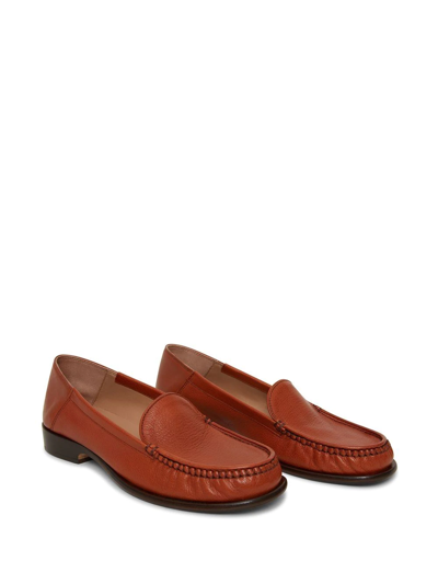 Shop Mansur Gavriel Walker Leather Loafers In Brown