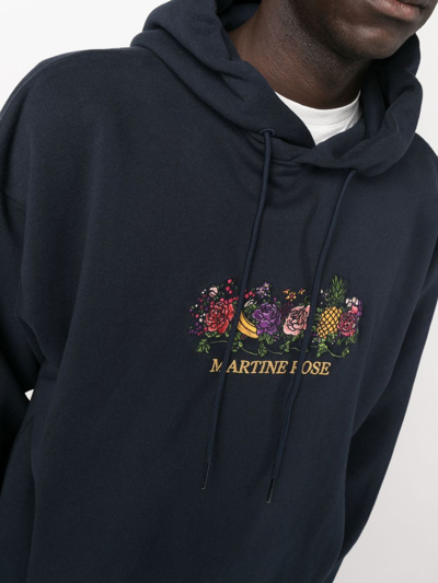 Shop Martine Rose Logo-embroidered Drawstring Hoodie In Blau