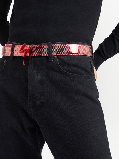 Shop Giuseppe Zanotti Giuseppe Lizard Skin-effect Belt In Rot