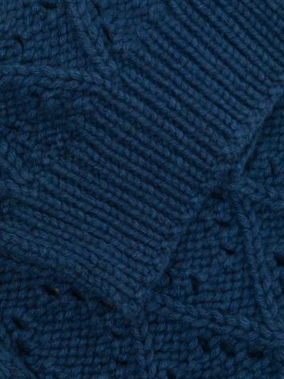 Shop Pringle Of Scotland Diamond Eyelet-stitch Wool Scarf In Blau