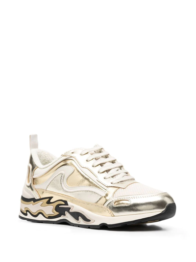 Shop Sandro Flame-detail Low-top Sneakers In Gold