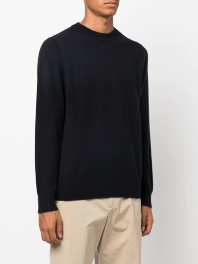 Shop Sandro Fine-knit Round Neck Jumper In Blue