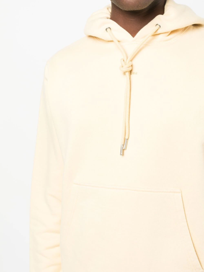 Shop Sandro Embroidered-logo Rib-trimmed Hoodie In Yellow