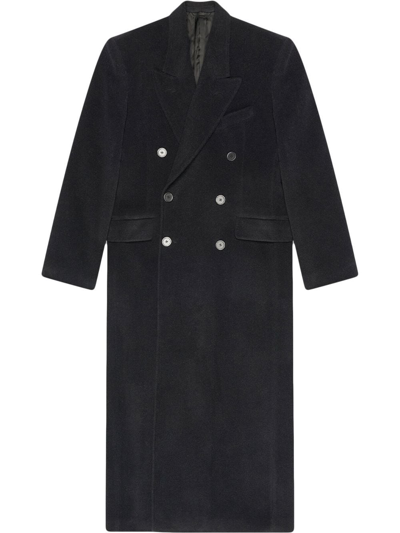 Shop Balenciaga Oversize Double Breasted Coat In Black
