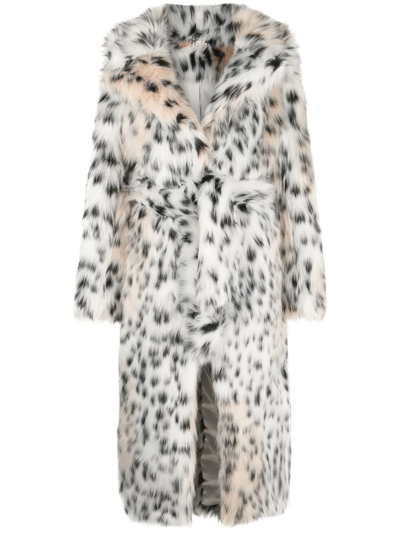 Yuhan Wang Belted Faux Fur Coat In Schwarz