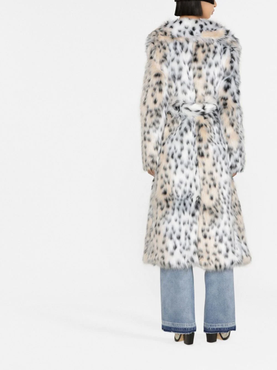 Yuhan Wang Belted Faux Fur Coat In Schwarz