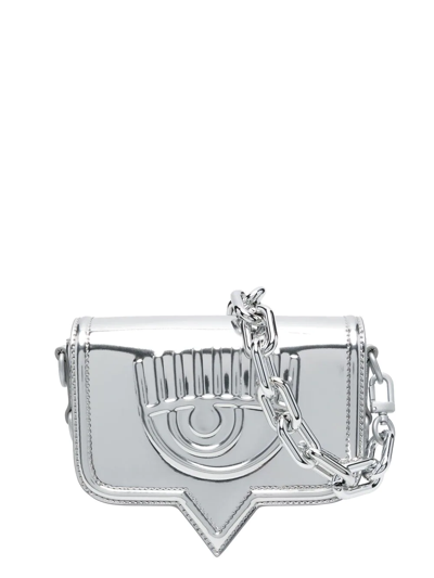 Shop Chiara Ferragni Wink-embossed Laminated Clutch In Silver