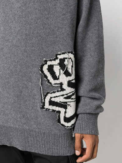 Shop Off-white Graffiti Chunky-knit Jumper In Grey