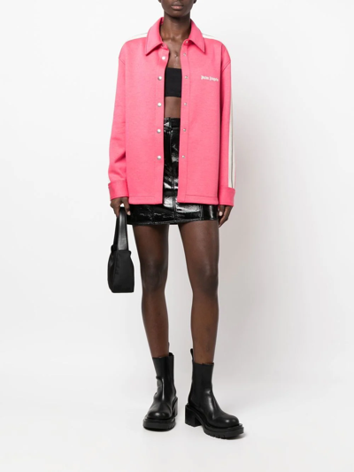 Palm Angels Logo-print Striped Shirt In Rosa