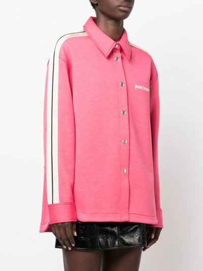 Palm Angels Logo-print Striped Shirt In Rosa