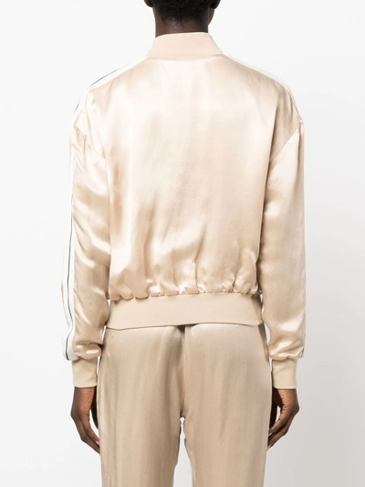 Shop Palm Angels Striped Bomber Jacket In Nude