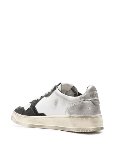 Autry Chunky White Sneakers With Textured Panels In White