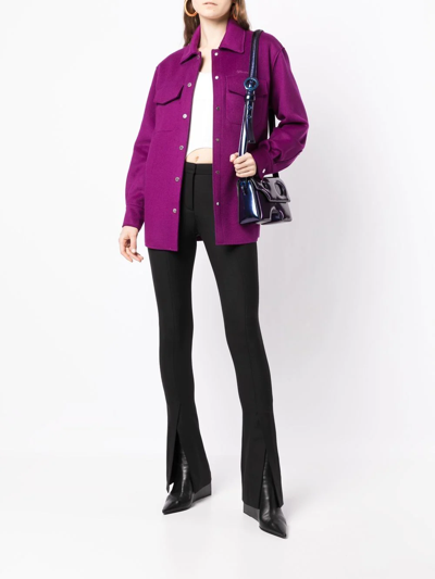 Off-white Logo-embroidered Shirt Jacket In Violett