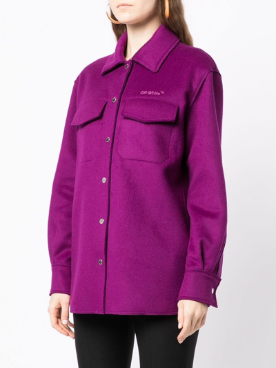 Off-white Logo-embroidered Shirt Jacket In Violett