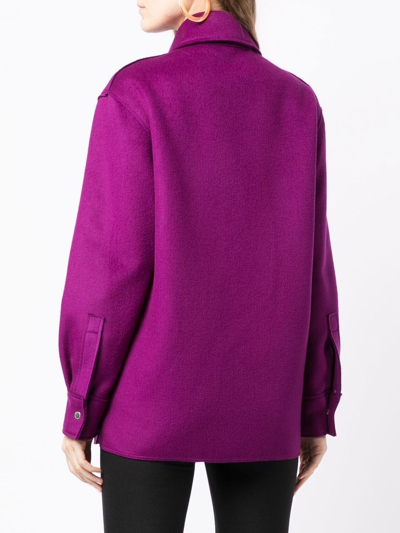 Off-white Logo-embroidered Shirt Jacket In Violett