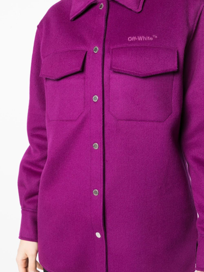 Off-white Logo-embroidered Shirt Jacket In Violett