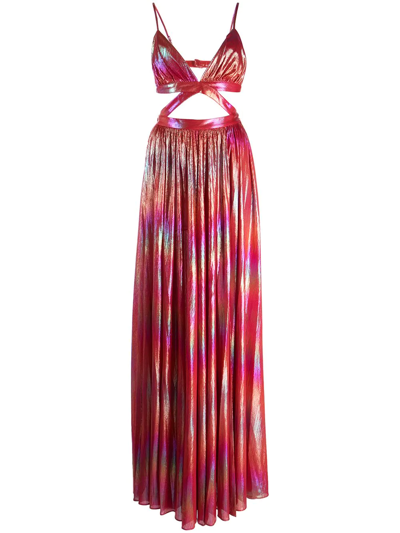 Shop Retroféte Jett Rainbow-effect Maxi Dress In Pink