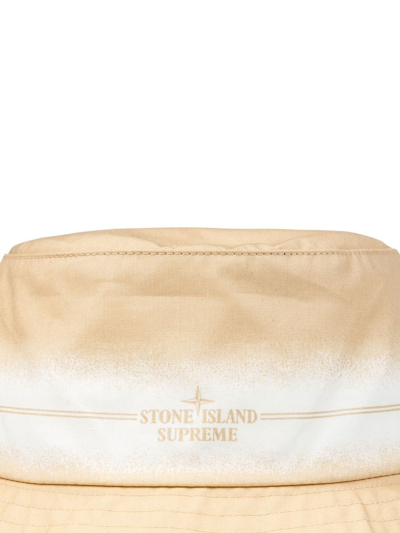 Shop Supreme X Stone Island Stripe-detail Crusher Hat In Neutrals